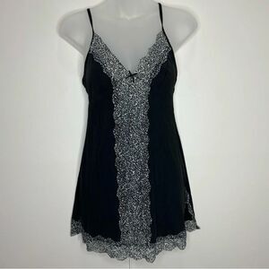Victoria’s Secret Y2K black slip Nightgown dress animal print lace size small